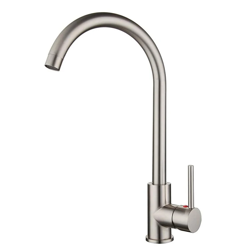 

QUEEXU Kitchen Faucets Single Handle Kitchen Sink Faucet Brushed Nickel Stainless Steel Hot and Cold Water Tap for kitchen