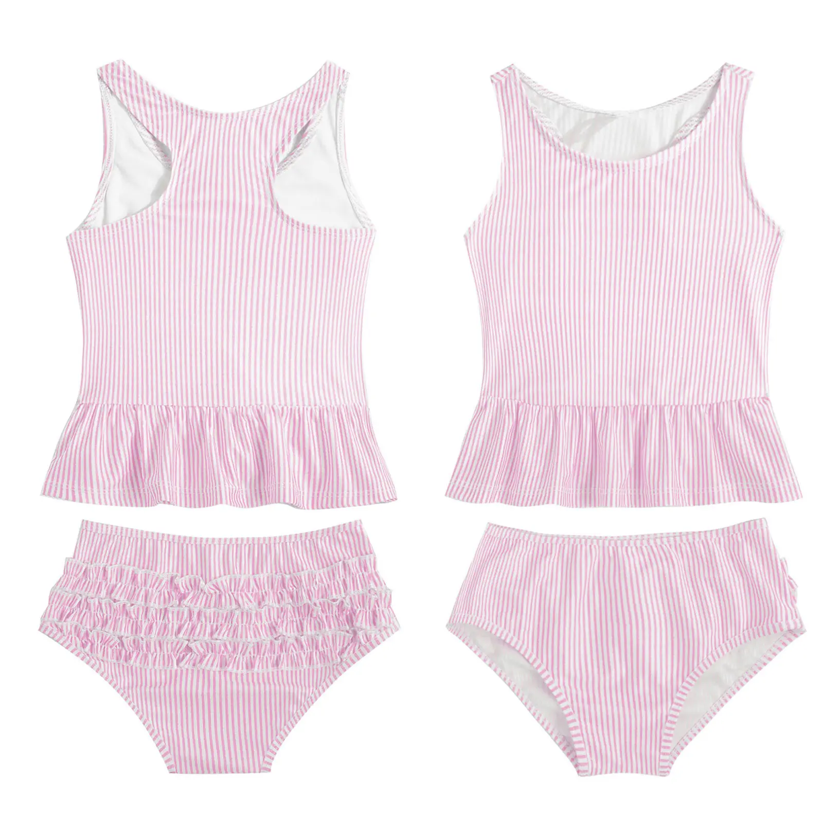 

Детское платье для девочек в полоску, танкини, набор, купальник, ванный комплект из двух частей, одежда для плаванья, одежда Комплекты наборы...