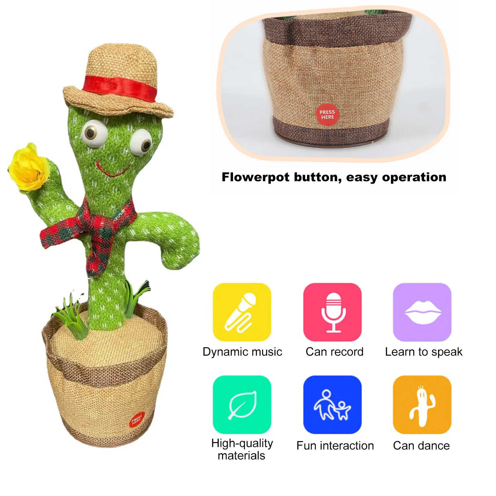 

2021 New Dancing Cactus Toy Electronic Shake Dancing Toy With The Dong Plush Cute Dancing Cactus Early Childhood Education Toy