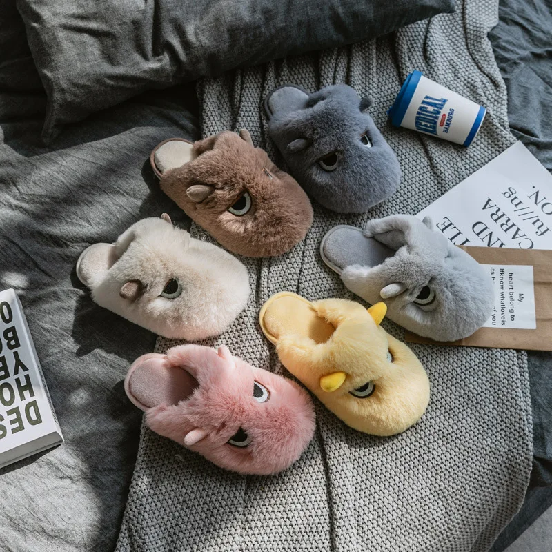 Suihyung/пушистые меховые тапочки Зимняя женская домашняя обувь Мягкие теплые