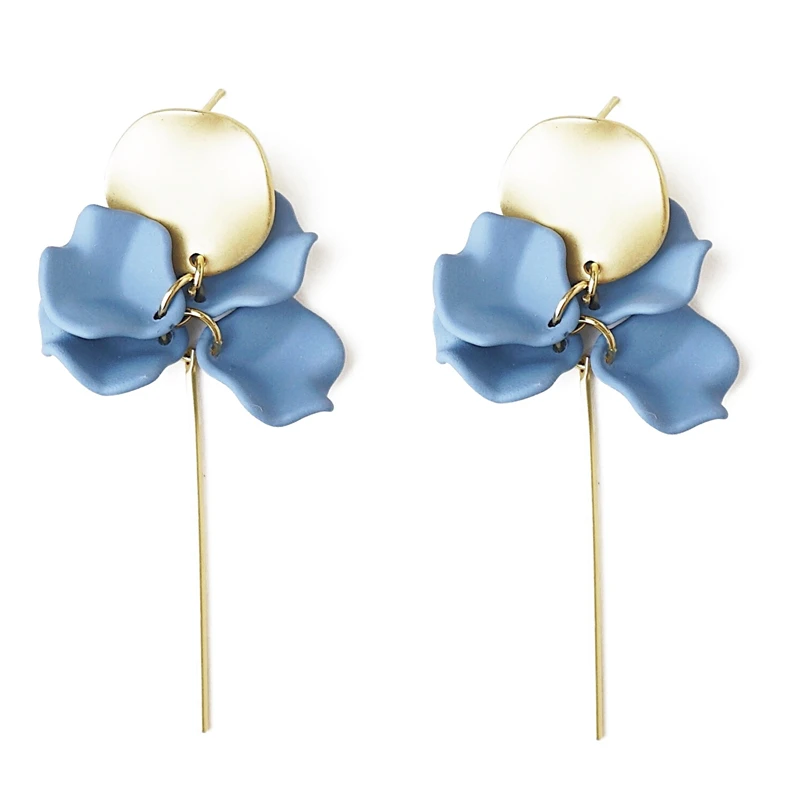 

New Stylish French Blue Statement Earrings Are Geometric Vertical Pendulum Pendantfor Women's Party Eardrop Jewelry Gift
