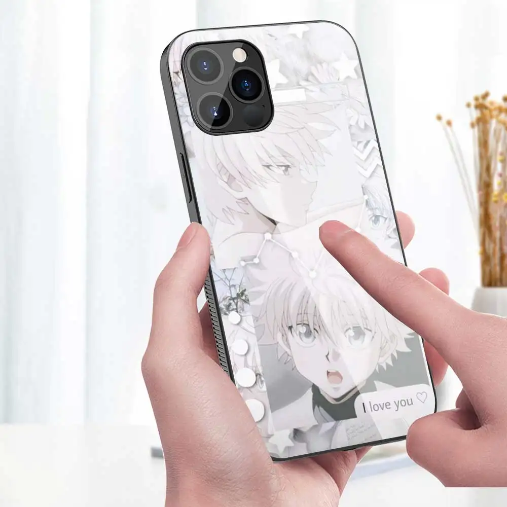 

Tempered Glass Case for iphone 7 8 11 12 Pro MAX SE 2020 XR X XS MAX 12 Mini Phone Coque Funda Anime Hunter X hunter 3 HxH