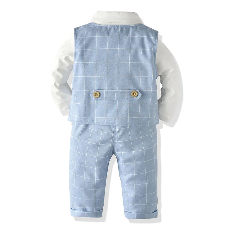 3 шт. комплект одежды для мальчиков белая рубашка + галстук-бабочка жилет брюки |