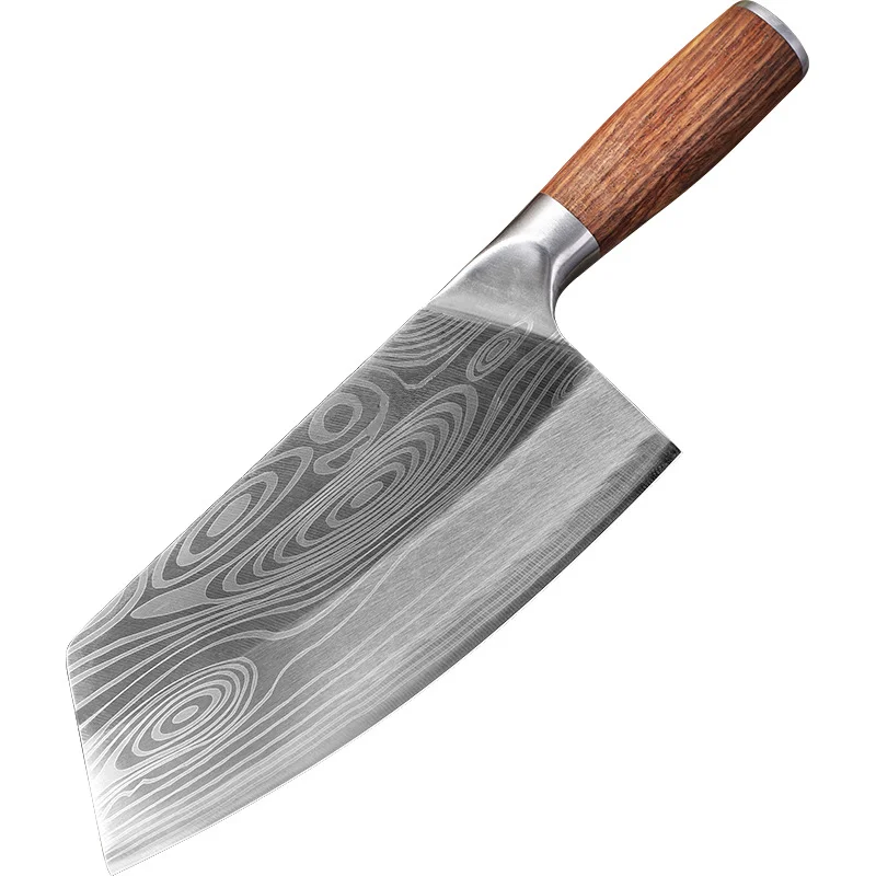 

IGOODS 8 inch Chinese Chef Knife Handmade Sharp Blade Kitchen Knives Meat Cleaver Fish Vegetables Slicing for Kitchen Rosewood