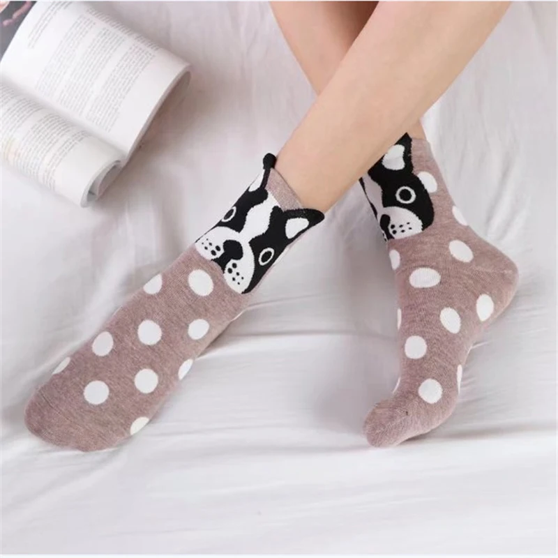 

1/2/3Pair Kawaii Cute Socks Dog Animal Funny Art Socks Women Cotton Cartoon Girls Calcetines Mujer Meias Casual Sokken