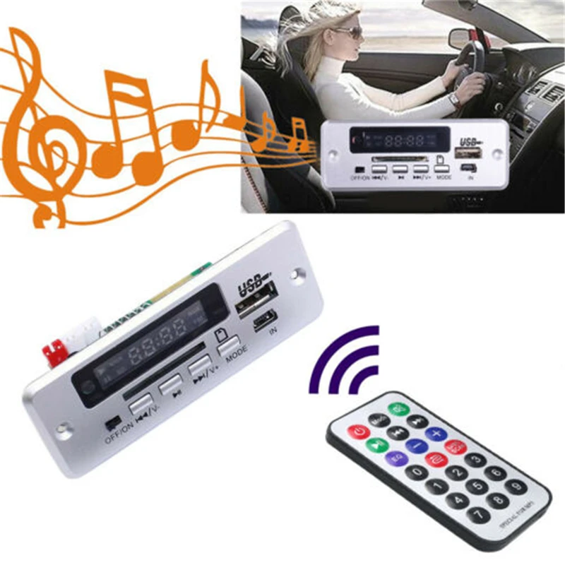 DC 5V/12V цифровые часы Bluetooth MP3 декодирующая плата с 2*3 Вт усилитель Перезаряжаемые SD