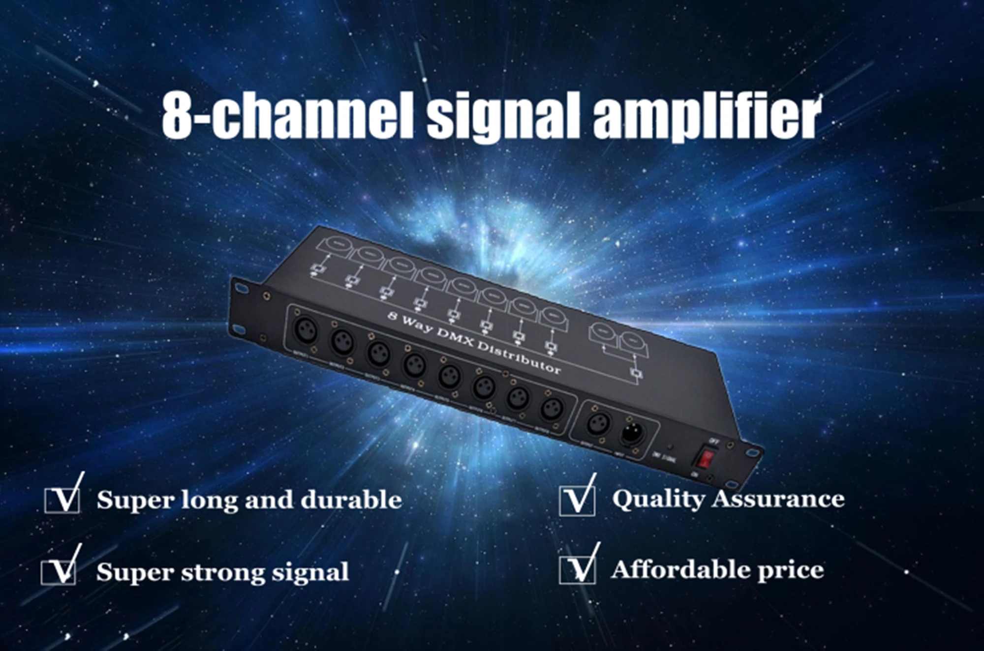 Free Shipping The best quality 8CH DMX splitter DMX512 stage lighting DJ signal amplifier splitter 8-channel DMX splitter