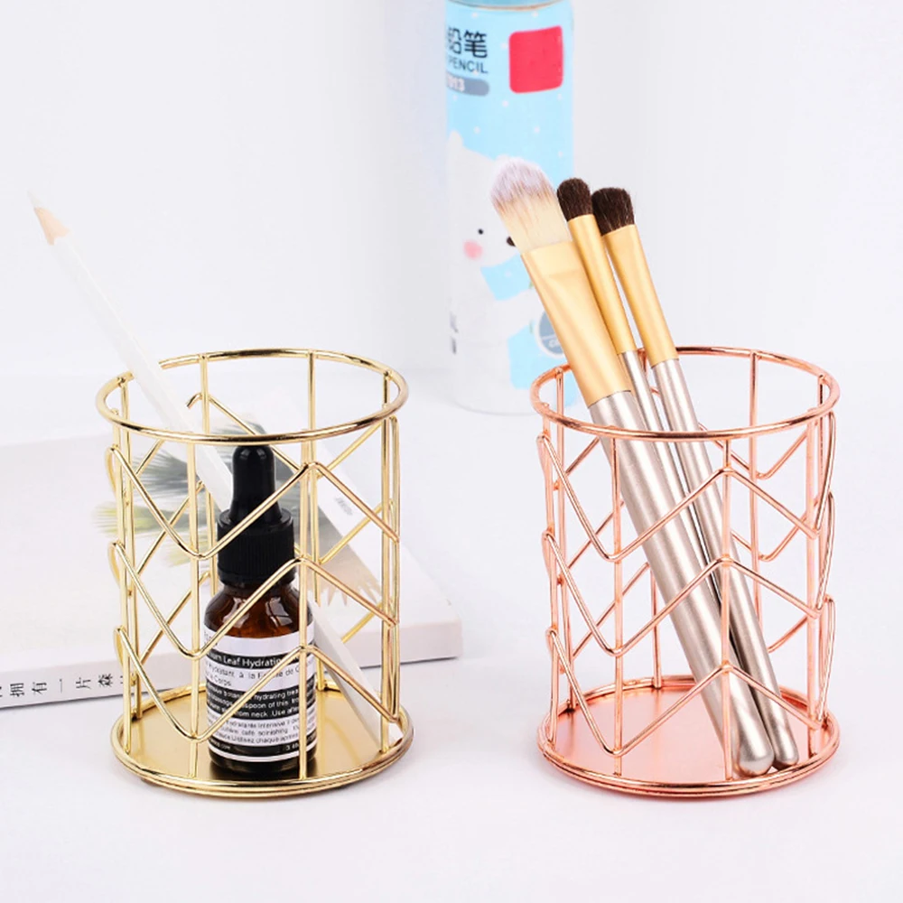 Корзина для хранения косметики розовое золото Железный арт скандинавский стол