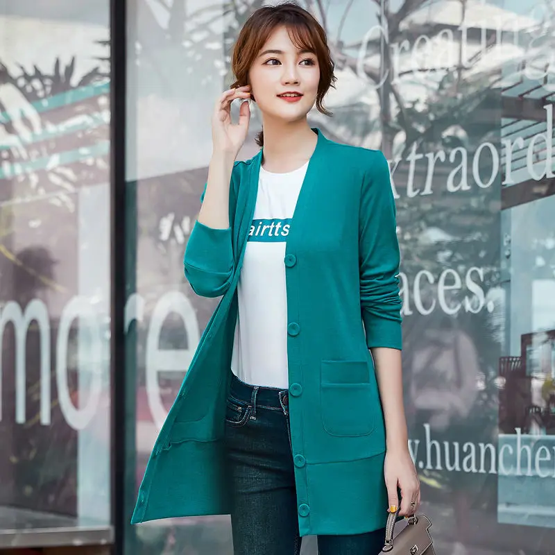 

Women 2020 Summer Long Sleeve V-Neck Sun Protection Loose Clothing Female Cardigan Tops New Fashion Casual Solid Sun Shirt G279