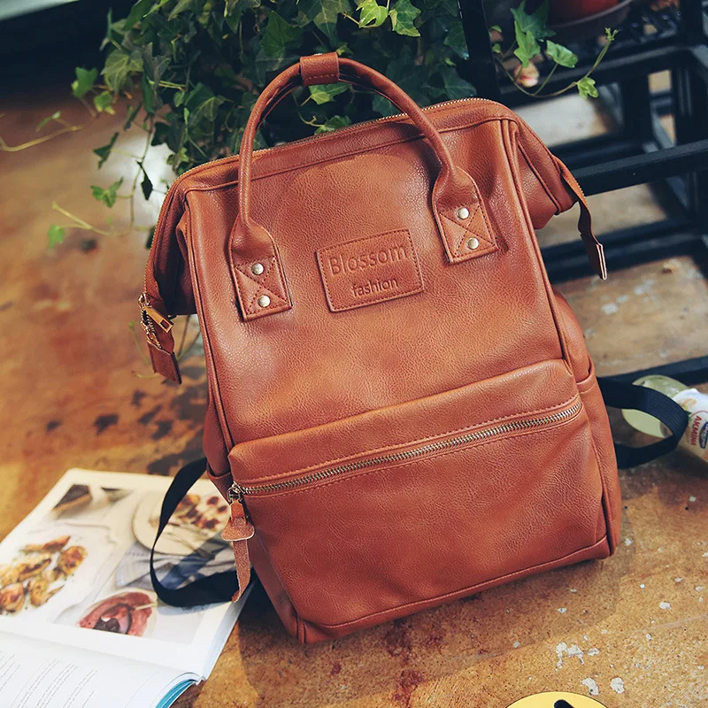 2021 New Leather Backpacks Women School Bags for Teenager Girls Waterproof Fashion Laptop Backpacks Travel Bags Female Rucksack