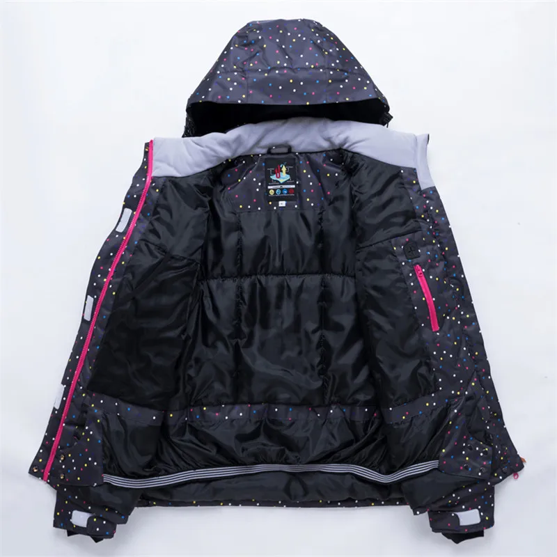 Новый женский лыжный костюм с цветным узором в горошек водонепроницаемая