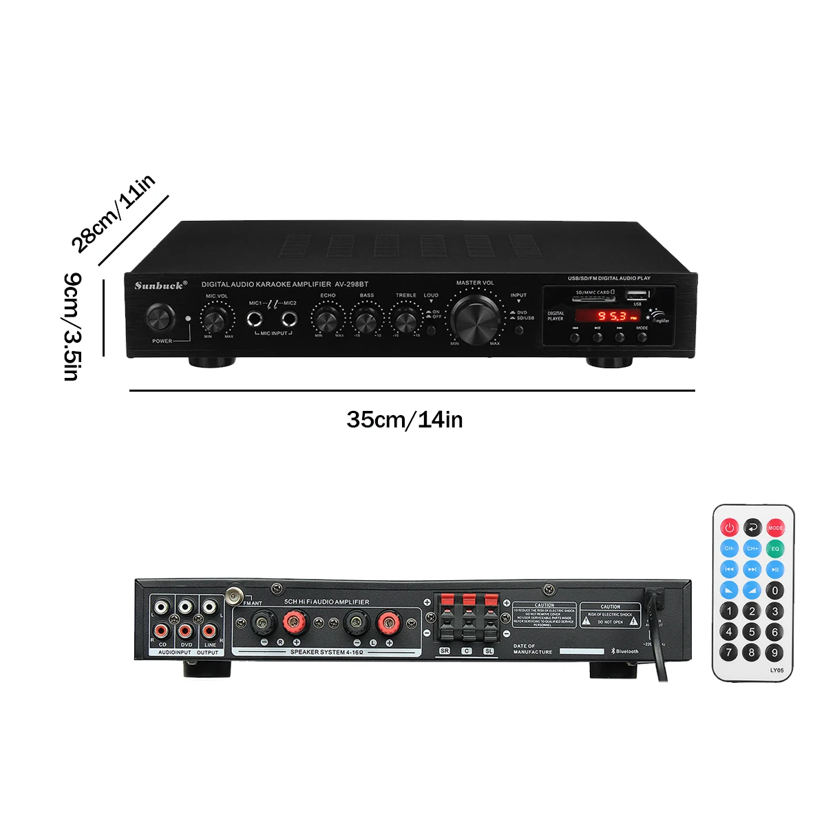 Усилитель мощности 5 0 bluetooth 298BT ЖК-дисплей аудио HiFi 2000 Вт 220-240 В 50 Гц каналов для