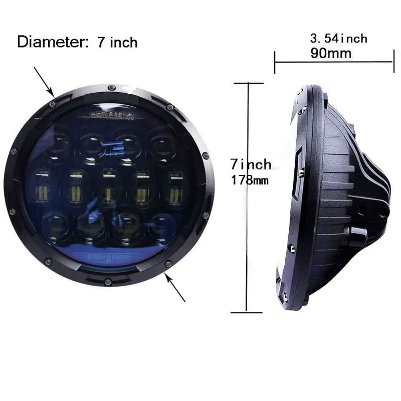 2 шт. 130 Вт 7 дюймовый круглый светодиодный фары для автомобиля янтарные