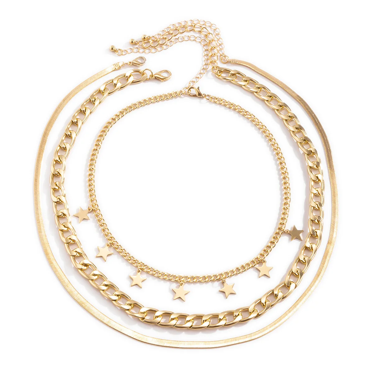 

FXCUBE Fahion Gold Silver Heavy Metal Chunky Chain Necklace For Women Stars Long Snake Chain Collar 2021 Statement Jewelry Party