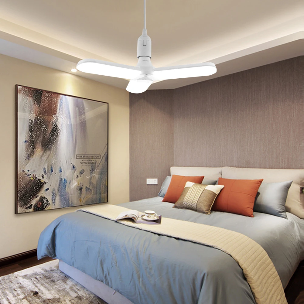 

Creative 30/45/60W Led Lamp E27 Led Bulb Ceiling Fan Lampada Led Light 220V Foldable Fan Blade Angle Adjustable Led Bulb E27