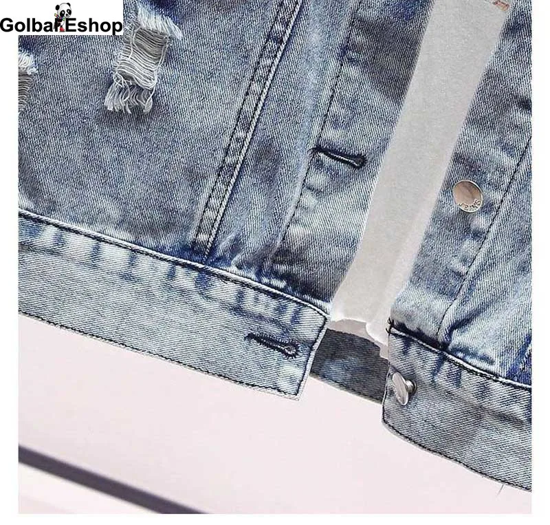 

Global Hole Jeans Jacket Women Frayed Denim Jacket Short Loose Spring Autumn Harajuku Chaquetas Mujer 2020 Jaqueta Feminina
