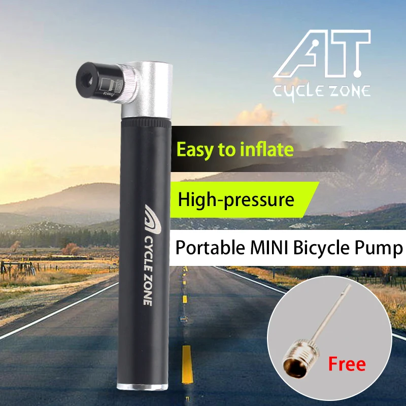 

CYCLE ZONE Portable Aluminum Alloy Mini Bicycle Hand Pump Ultra Tiny MTB Bike Cycling Air Pump Tire Ball Inflator (A/V) (F/V)