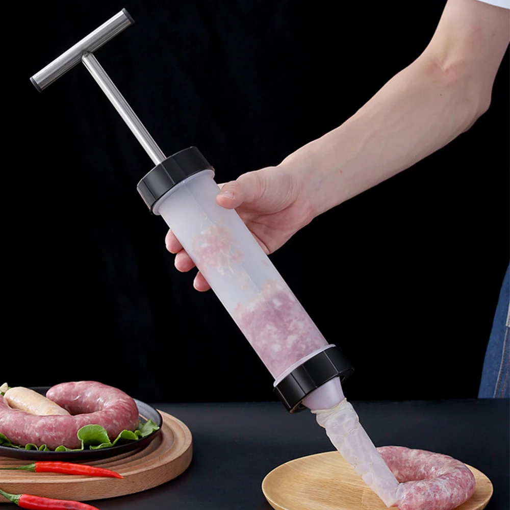Manual Sausage Meat Fillers Automatic Hand-pushing Making Machine Funnel Nozzle Kitchen Stuffing Device Клизма | Дом и сад