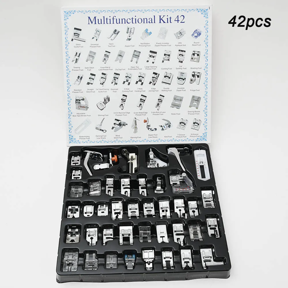 Press Foot 42pcs Швейная машина для ног Costura пресс er Feet Maquina De Coser Janome Швейные Calcador Singer Brother 11/32/35/42/45/48/52/62 шт - Цвет: Press Foot 42pcs