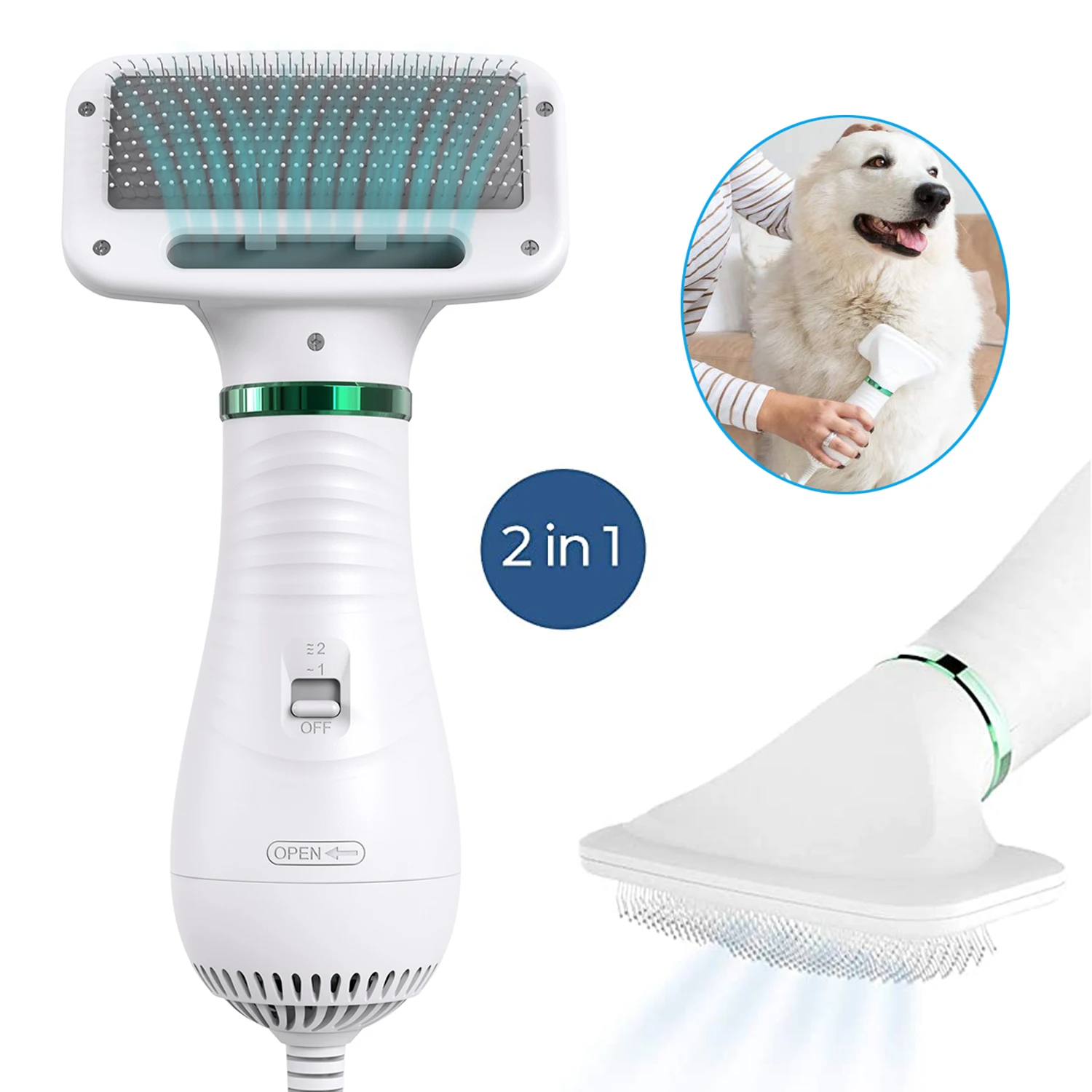 

2-In-1 Portable Dog Dryer Dog Hair Dryer And Comb Brush Pet Grooming Cat Hair Comb Dog Fur Blower Low Noise