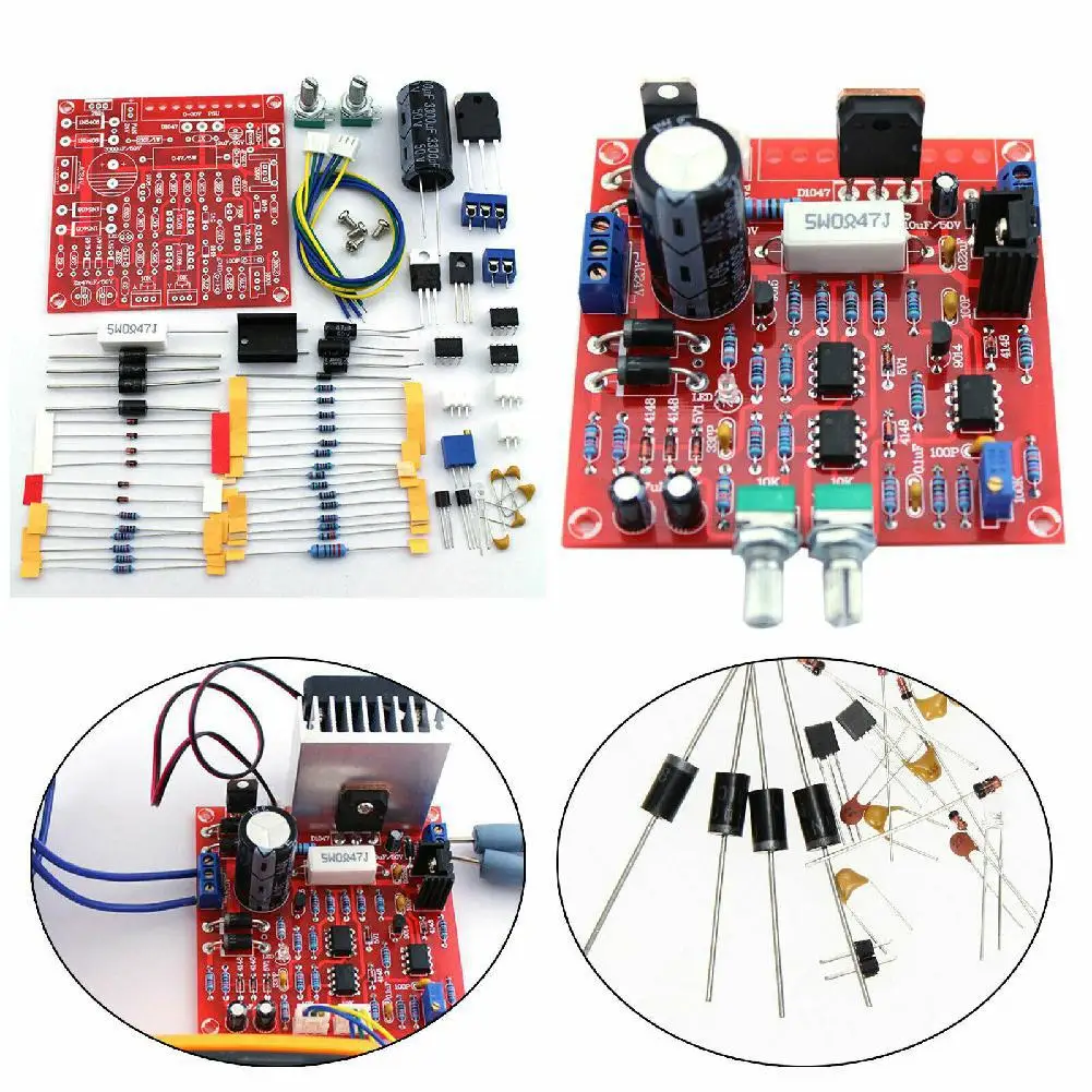 0-30V 2mA-3A Adjustable DC Regulated Power Supply DIY Kit Short Protection(Red Board) |