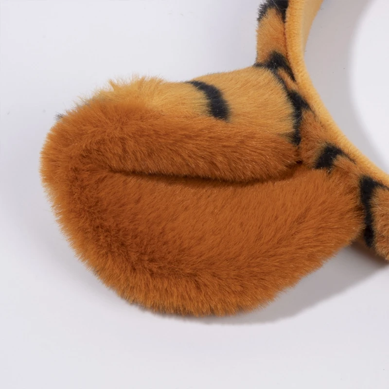 Плюшевые искусственные Мультяшные аксессуары с хвостом и тигровыми ушками