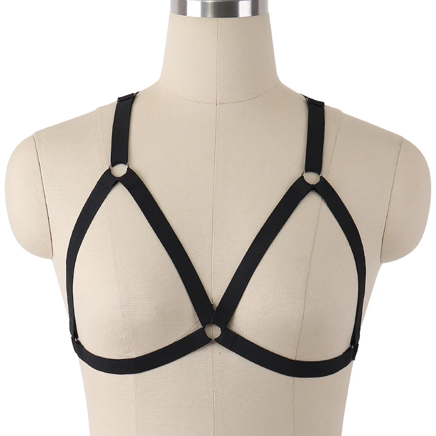 Черный Открытый нагрудного ремня Готический бюстгальтер сексуальное женское