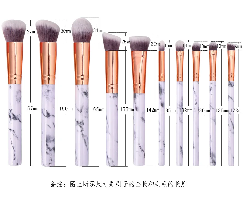 10 шт. мраморные кисти для макияжа профессиональная ручка пудра основа тени век