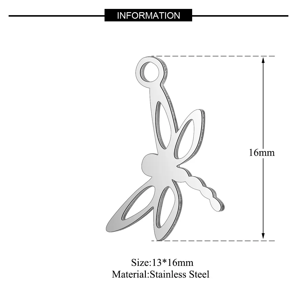 10 Pieces Small Animal Deer Flamingo Sea Horse Dragonfly Charm Wholesale 100% Stainless Steel Never Tarnish DIY Jewelry Charms image 6
