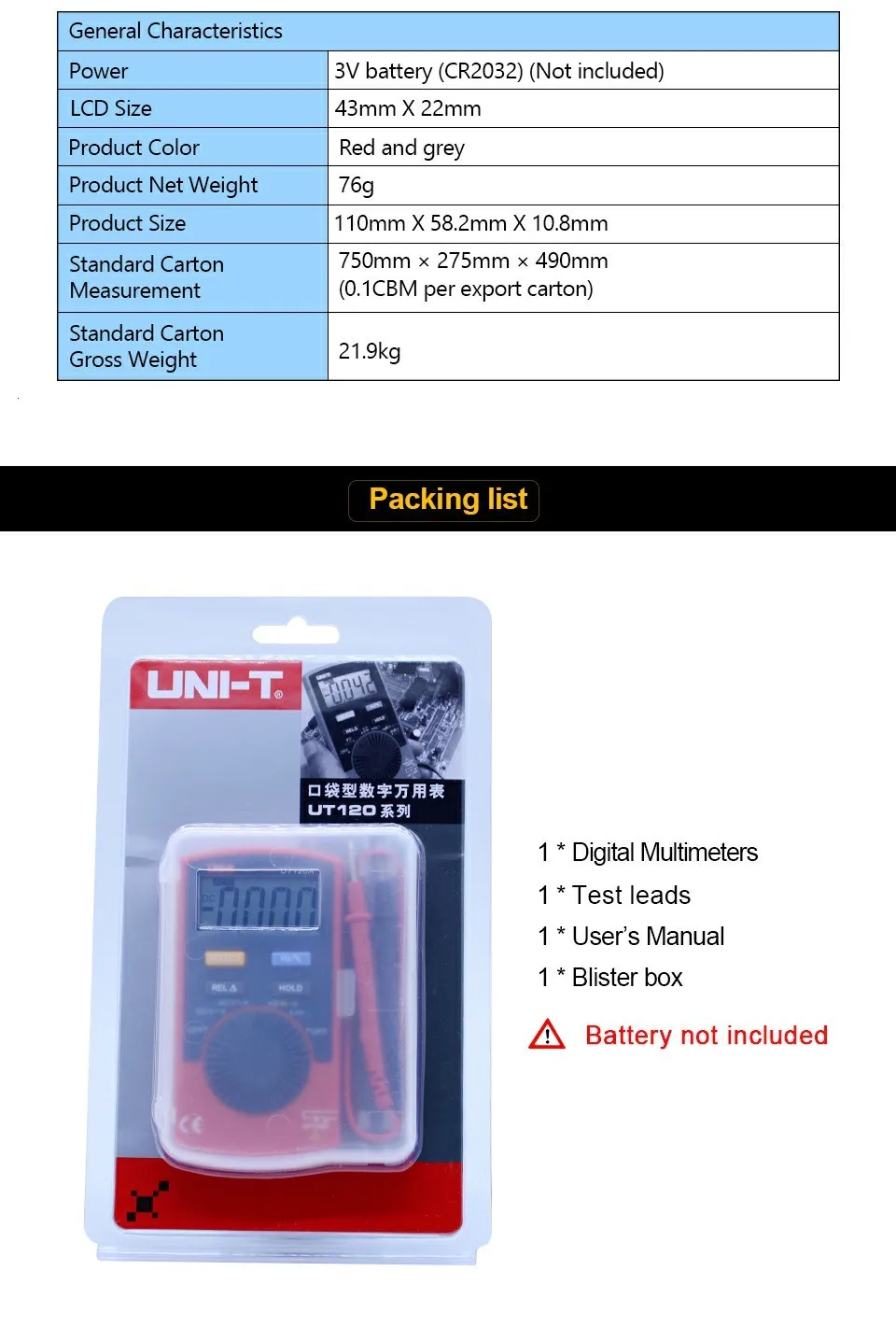 Ручной цифровой мультиметр UNI-T UT120A UT120B UT120C мини мультиметр AC DC напряжение сопротивление частота тест er диод тест