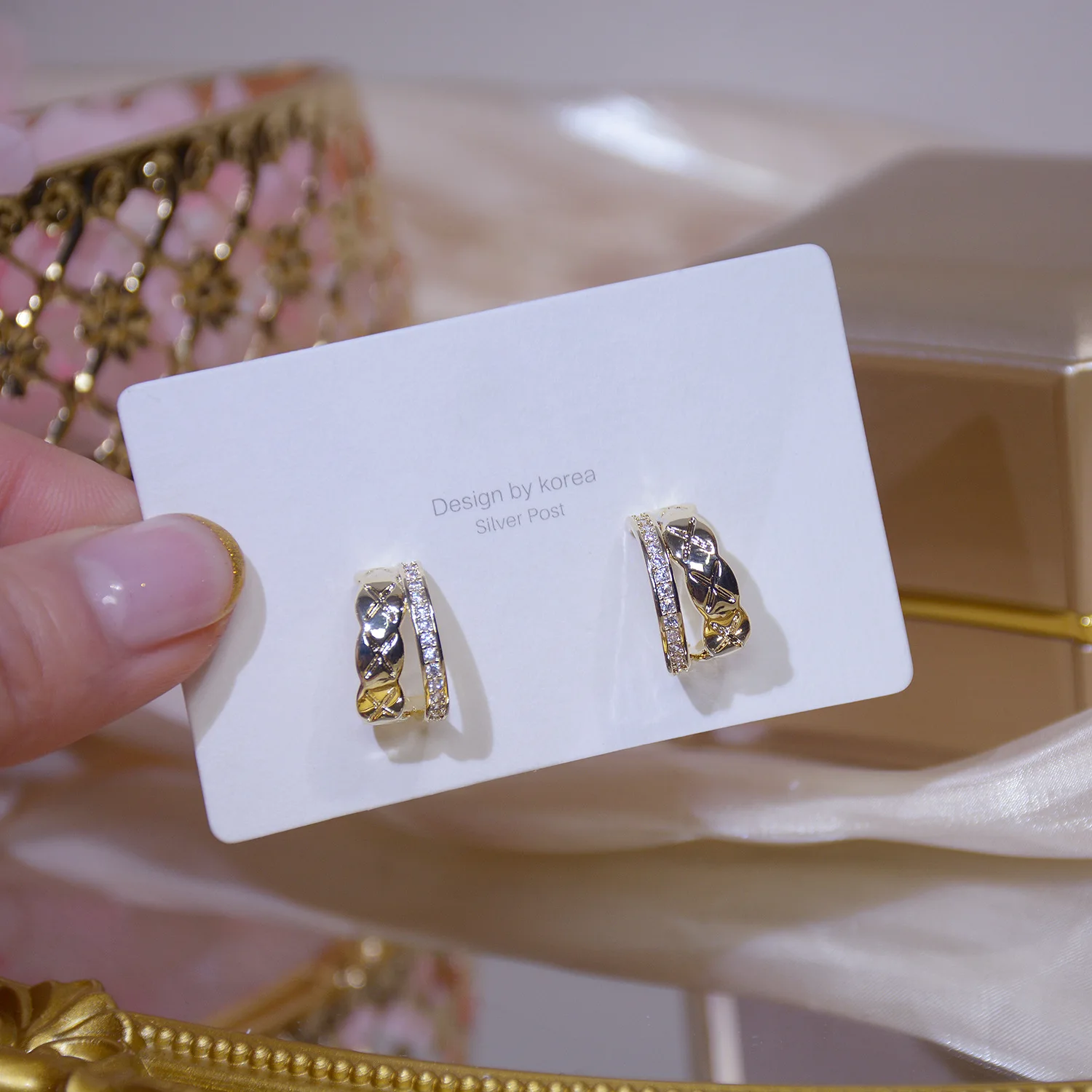 

14K Gold Plated Elegant Simple Style C Stud Earrings for Women AAA Cubic Zircon Delicate Jewelry Earrings