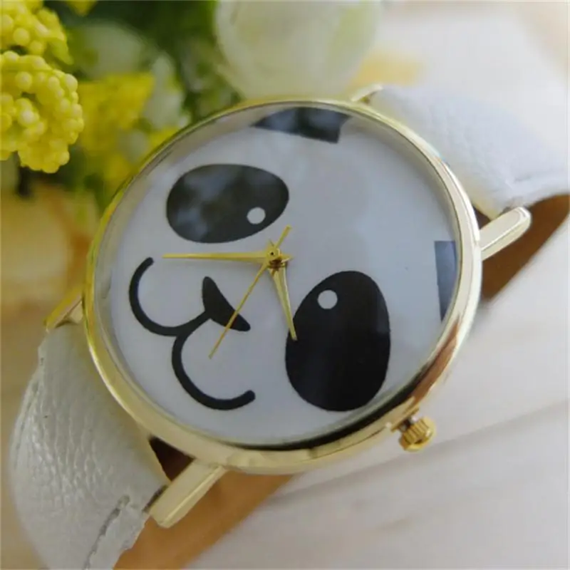

Zegarek Fashion Panda Pattern Women Watch Leather Strap Alloy Case Watches Female Analog Quartz Wrist Clock Relojesparamujer