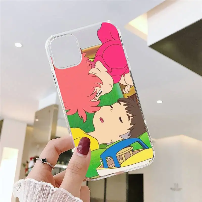 

Hayao Miyazaki anime ponyo Phone Case Transparent for iPhone 6 7 8 11 12 s mini pro X XS XR MAX Plus SE cover funda