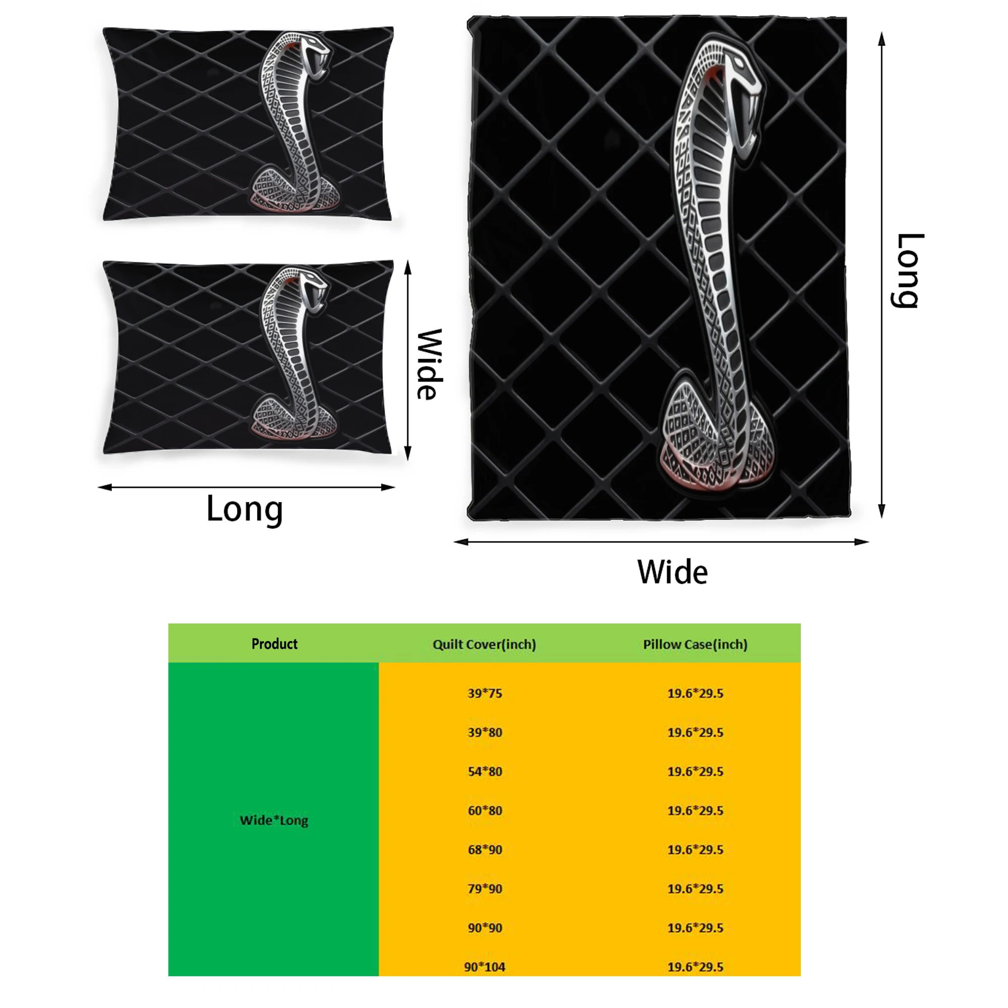 

Fords Car Graphic Printed Bedding Set Pattern Printing Polyester Quilt Cover Set 3 Pieces Quilt Cover Pillow Cover Set