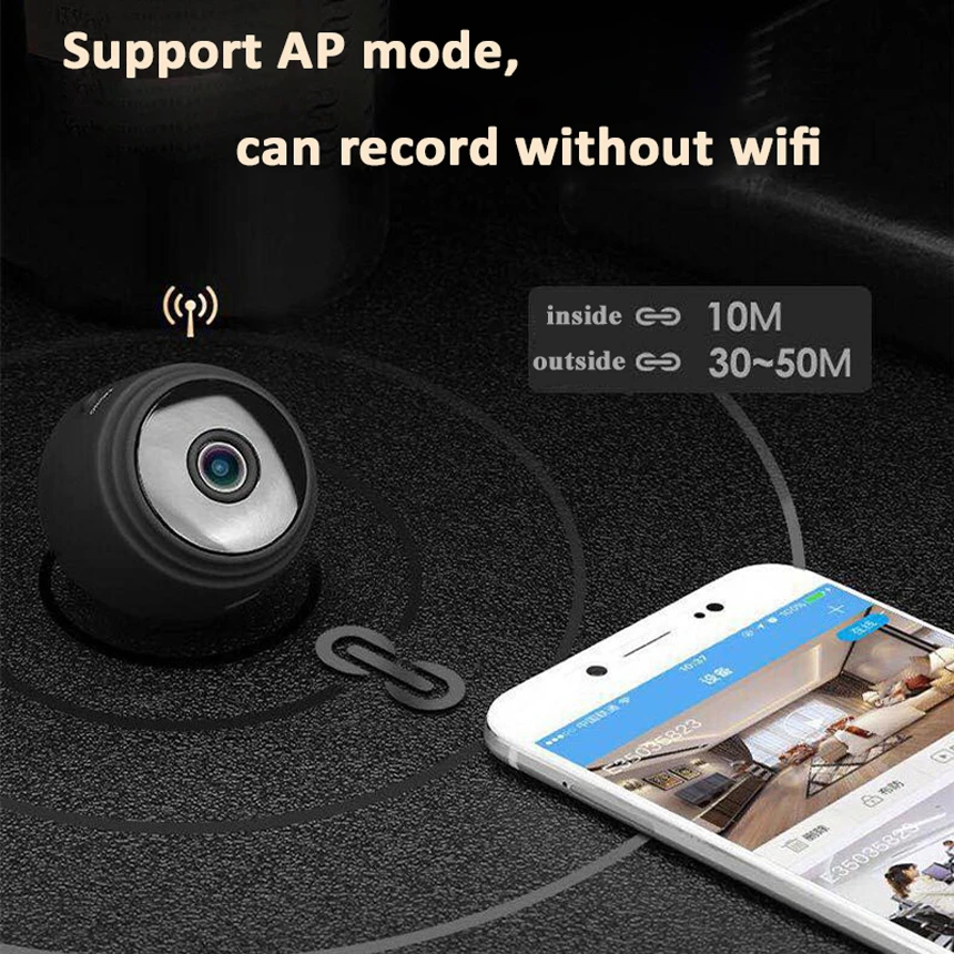 Hebeiros HD 1080P ультра мини размер Магнитная база Портативный Wifi ip камера со