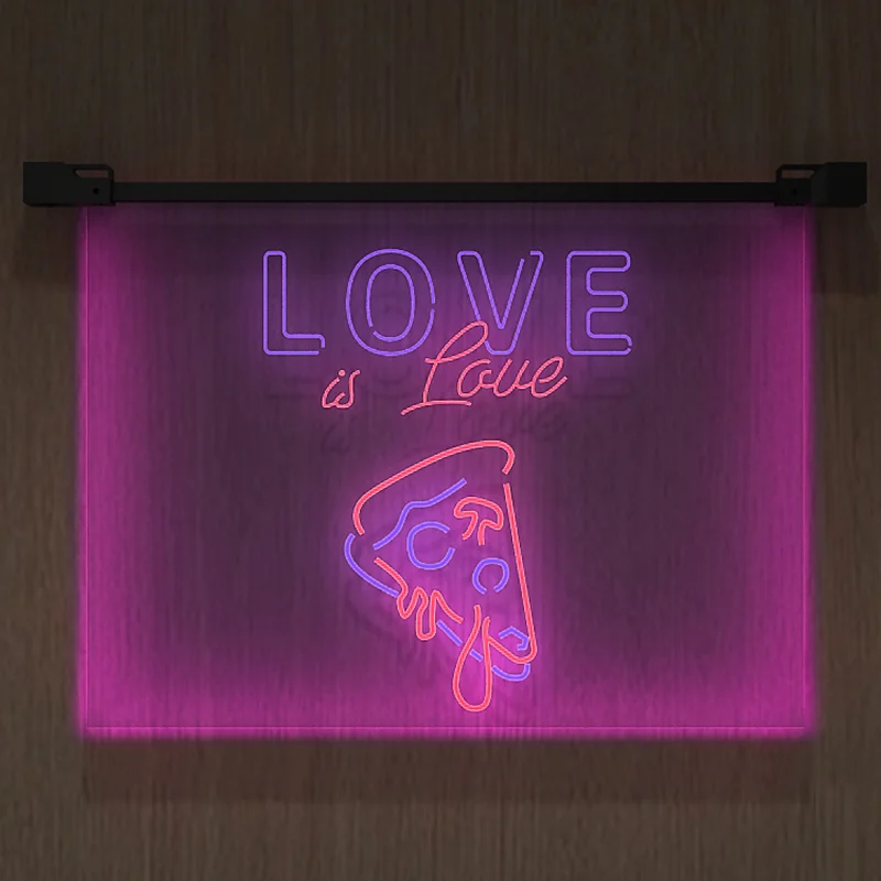 Надпись Love Is со слоганом двухцветная светодиодсветодиодный неоновая вывеска