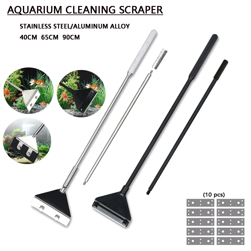 

Aquarium stainless steel fish tank algae removal scraper blade aquatic plants aquatic cleaning multifunctional cleaning tool set