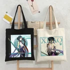 Холщовая Сумка Аниме Genshin Impact XIAO в готическом стиле Harajuku, Вместительная женская сумка, классическая сумка через плечо, винтажная сумка