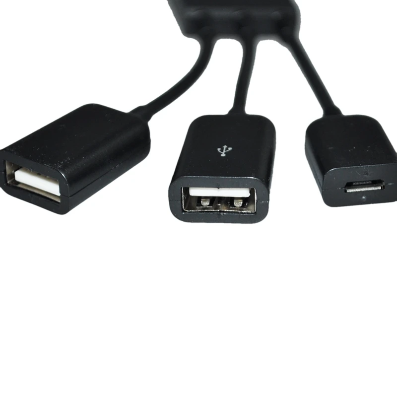 

USB 2.0 HUB Splitter 3 Port Way Micro USB Black 19Cm NEW