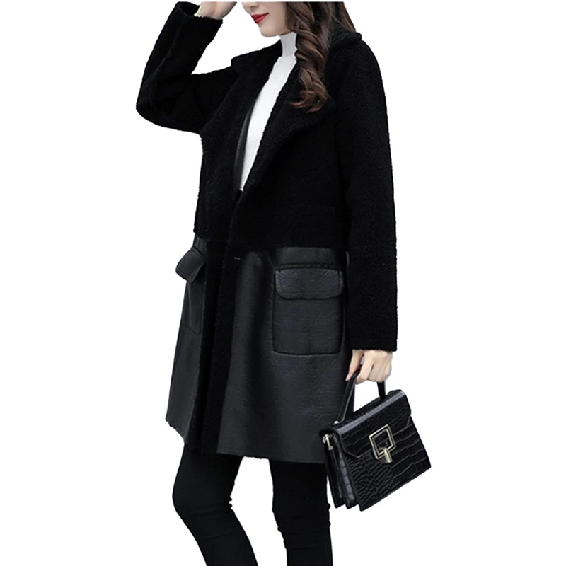 Куртка женская с бархатной подкладкой двусторонняя кожаная утепленная