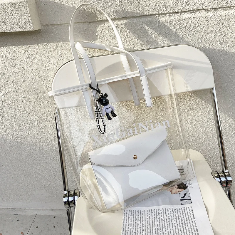 

Прозрачная сумка North bag из ПВХ для женщин, Новинка лета 2021, модная сумка через плечо, вместительная сумка-тоут, железная сумка