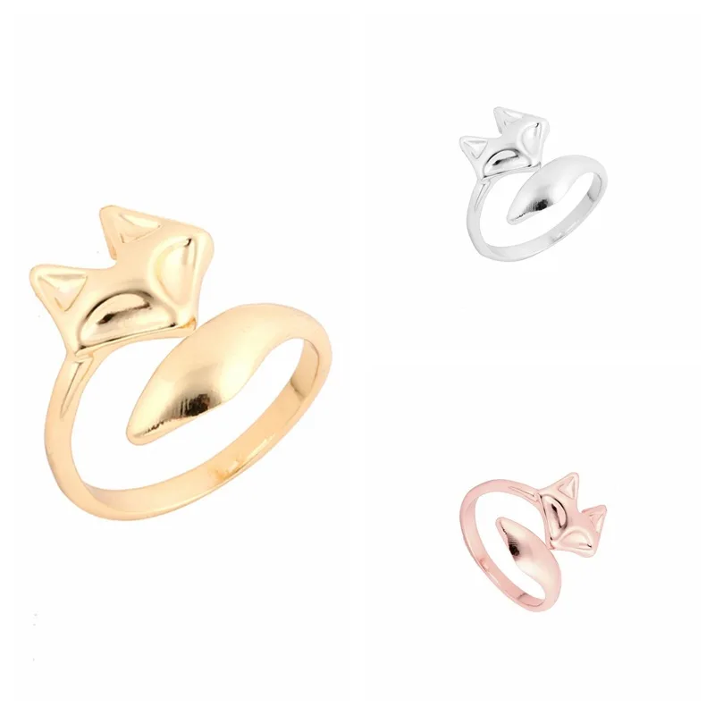 

Personality Simple Cute Animal Fox Ring Opening Adjustable Ring Ladies Fashion Wedding Party Jewelry Accessories Cocktail Ring