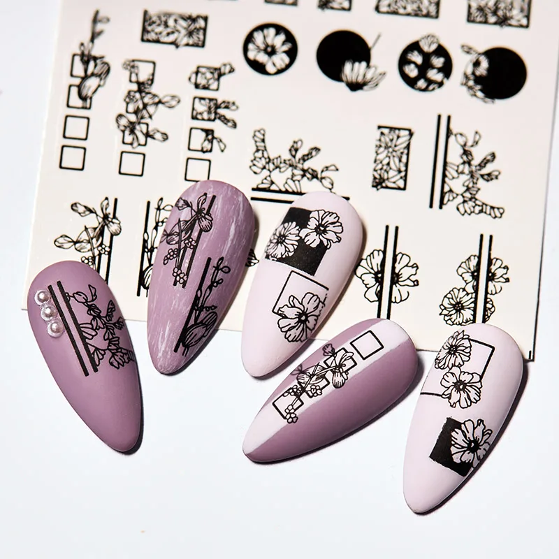 Четыре лилии 1 лист 3D наклейки для ногтей цветок Одуванчик клей нейл-арта