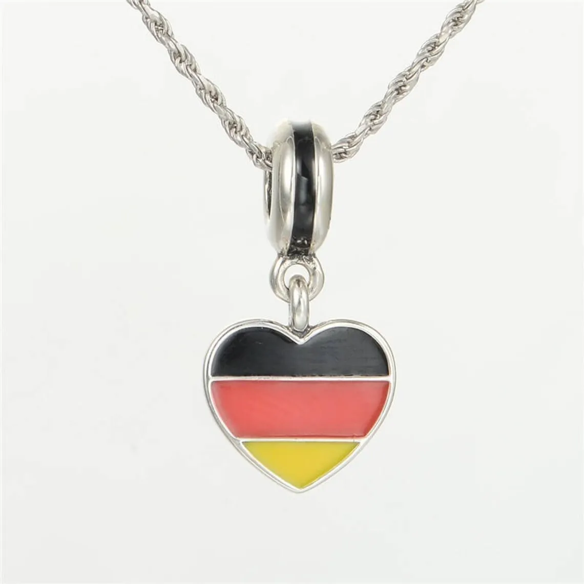 

925 Sterling Silver Germany Heart Flag Dangle Charm Bead Fits All European Pandora Jewelry Bracelets Necklaces