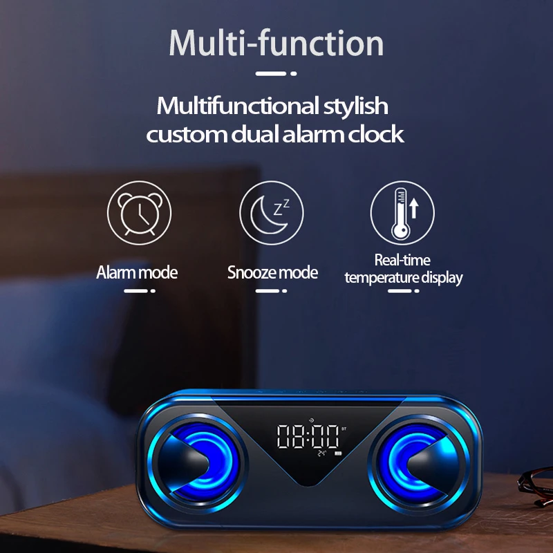 Беспроводной динамик с поддержкой Bluetooth будильником и дисплеем температуры |