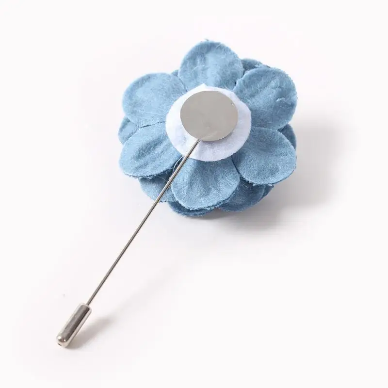 Оптовая продажа броши в виде цветов булавки для мужчин синяя Цветочная Брошь с