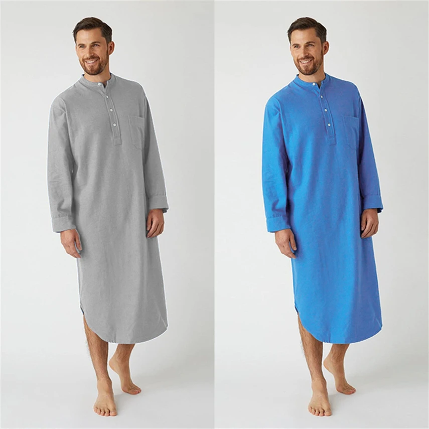 Turkey Men Muslim Long Robe Islamic Clothing Solid Karftan Jubba Thobe Dubai Saudi Arabia Home Prayer Wear Nightgown Abaya Dress