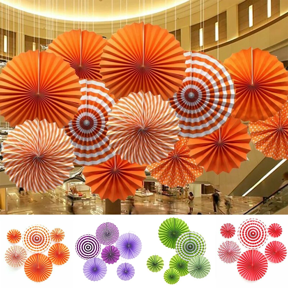 

Wall Decor Paper Fan Assorted Supplies 6pcs Flowers Wedding Baby Birthday