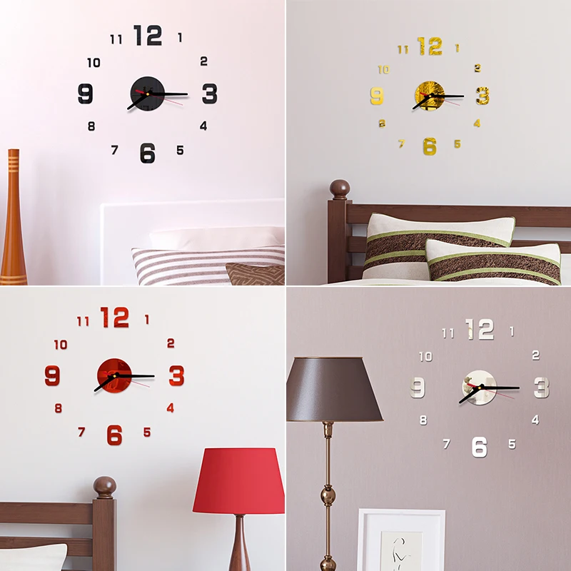 

3D Acrylic Wall Clock Mirror Surface Sticker Home Office Room Decoration Red, Black, Gold, Silver Top Selling 2020