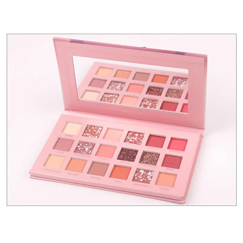 Палитра теней для век 18 цветов нюдовые блестящие матовые мерцающие долговечные